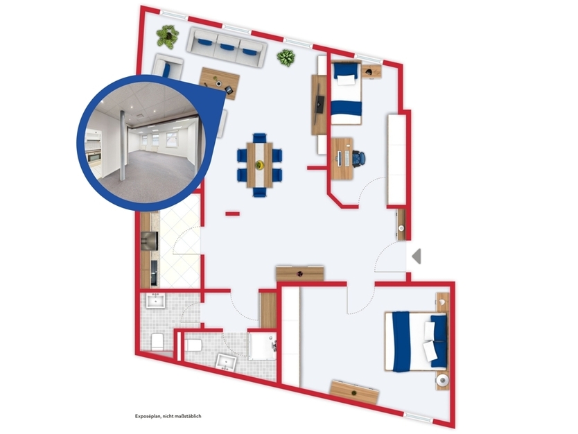 3-Zimmer-Wohnung, offen und großzügig