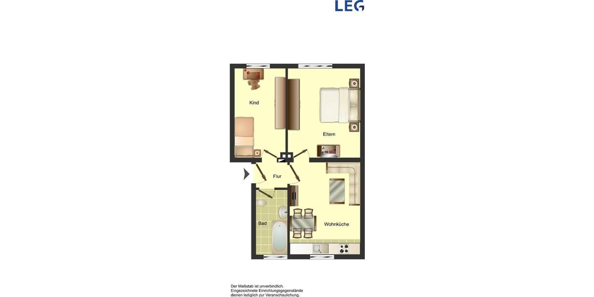 Erdgeschoßwohnung Bocholt Feldmark - 2 Zimmer, 44 m&sup2;, 449&euro; | Angebot:26381567