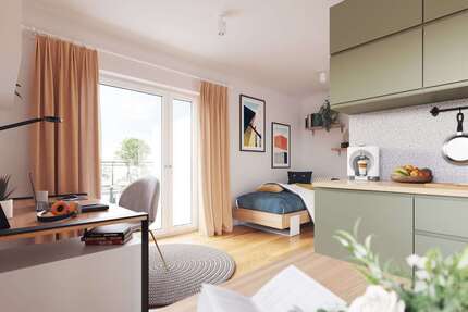 Wohnung zum Mieten in Augsburg 498 € 22.14 m² 1 zimmer