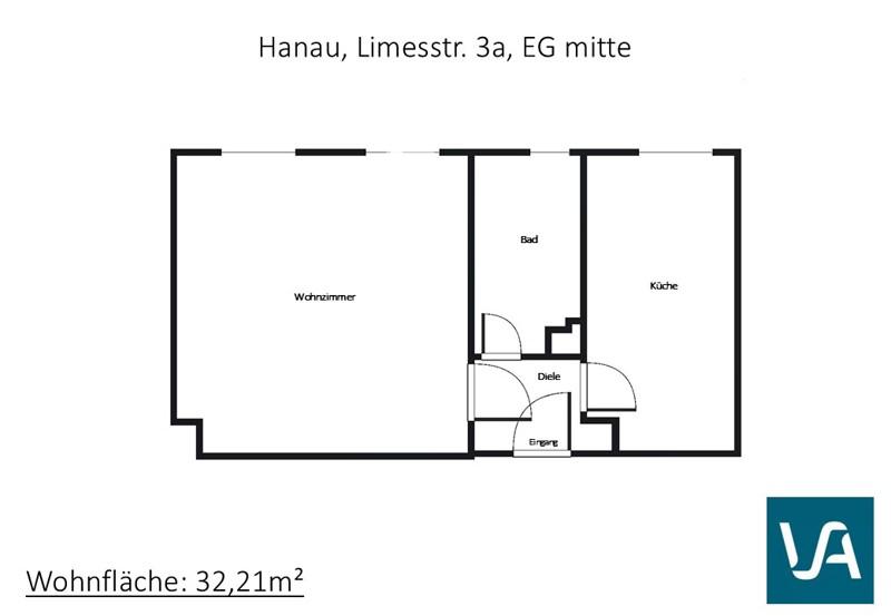 Erdgeschoßwohnung Hanau - 1 Zimmer, 32 m&sup2;, 387&euro; | Angebot:26627843
