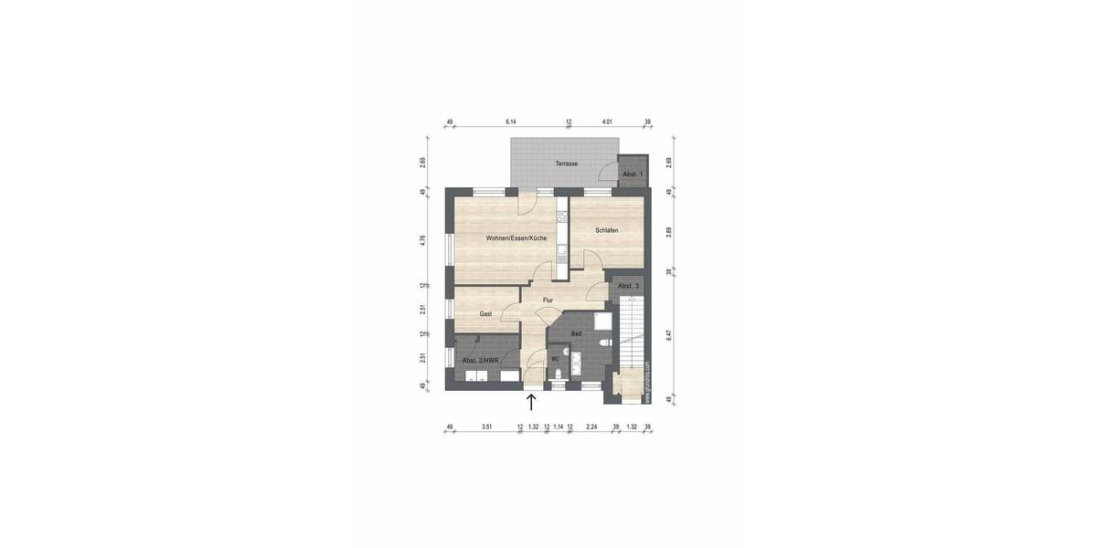 Etagenwohnung Wiesmoor Wiesederfehn - 3 Zimmer, 93 m&sup2;, 1.030&euro; | Angebot:25938374
