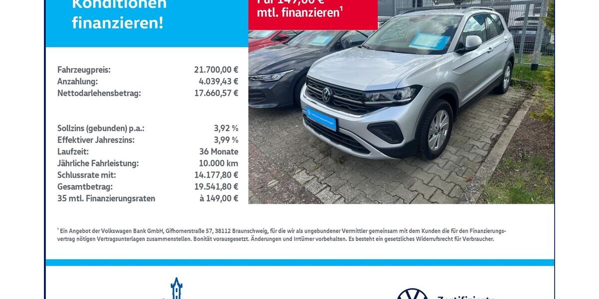 VW T-Cross 2.988 km 21.700 &euro; Woldegk 17348