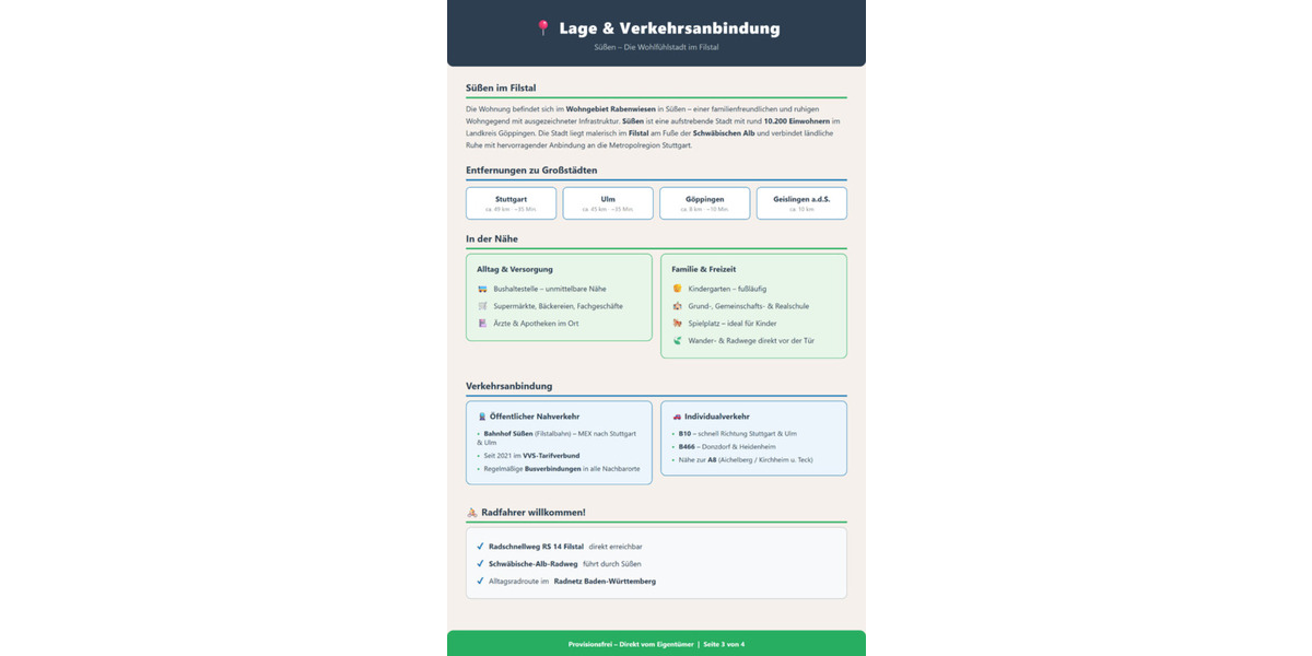 Erdgeschoßwohnung Süßen - 3.5 Zimmer, 89 m&sup2;, 1.200&euro; | Angebot:25291347