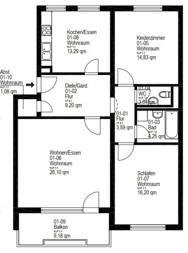 Kernsanierte 3,5 Zimmer Wohnung in Denzlingen ab 1.12.25 zimmer