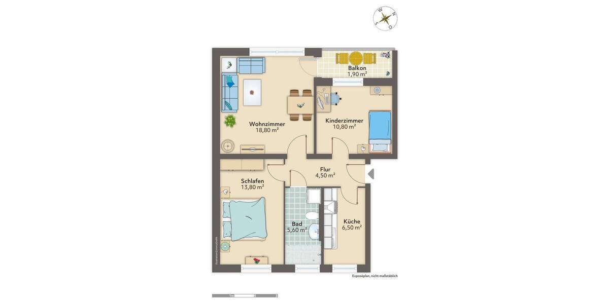Etagenwohnung Bremerhaven Lehe - 3 Zimmer, 61 m&sup2;, 430&euro; | Angebot:26853398