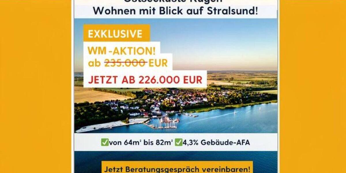 Etagenwohnung Altefähr - 3 Zimmer, 66 m&sup2;, 299.500&euro; | Angebot:26809696