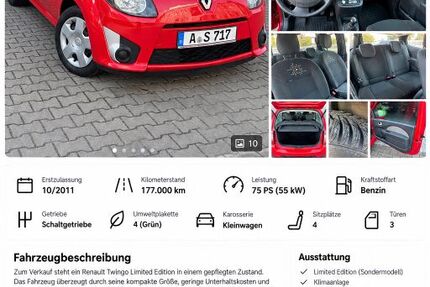 Renault Twingo 177.000 km 1.750 &euro; Königsbrunn 86343