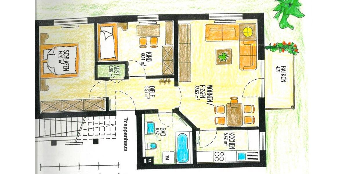 Etagenwohnung Ansbach - 3 Zimmer, 68 m&sup2;, 720&euro; | Angebot:26413570