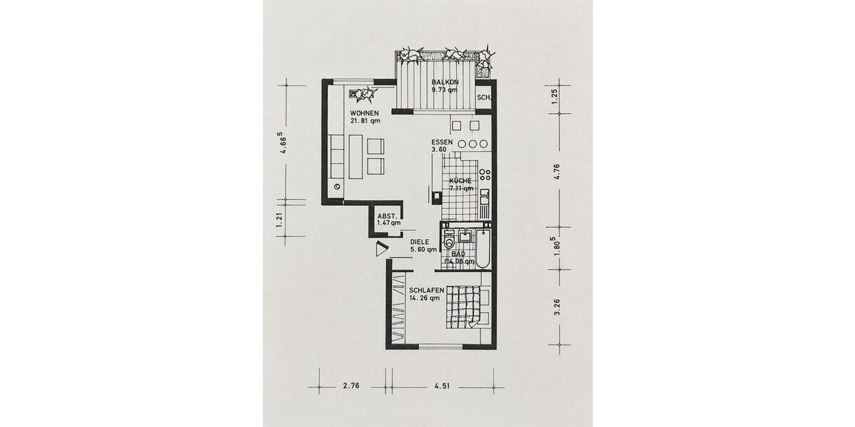 Etagenwohnung Stuttgart Bad Cannstatt - 2 Zimmer, 63 m&sup2;, 330.000&euro; | Angebot:26851529