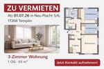 Etagenwohnung Templin - 3 Zimmer, 65 m&sup2;, 750&euro; | Angebot:25978161