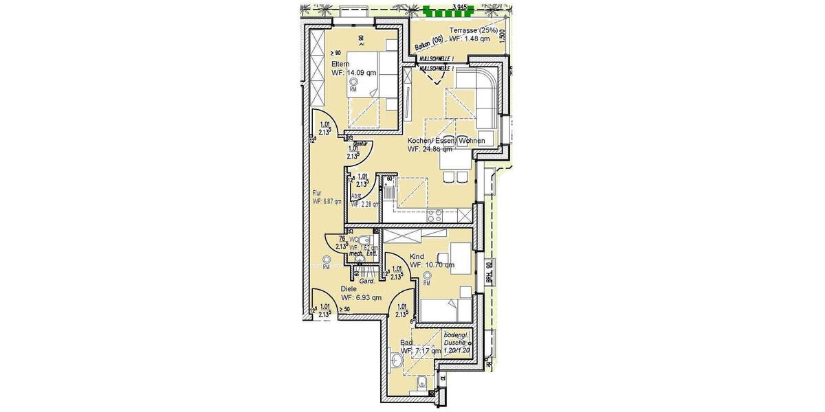 Etagenwohnung Geilenkirchen Tripsrath - 3 Zimmer, 76 m&sup2;, 320.100&euro; | Angebot:24973039
