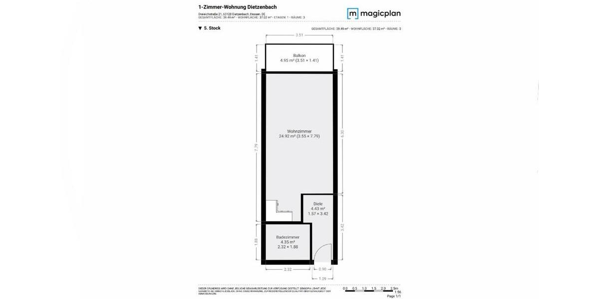 Etagenwohnung Dietzenbach - 1 Zimmer, 37 m&sup2;, 128.000&euro; | Angebot:26316491