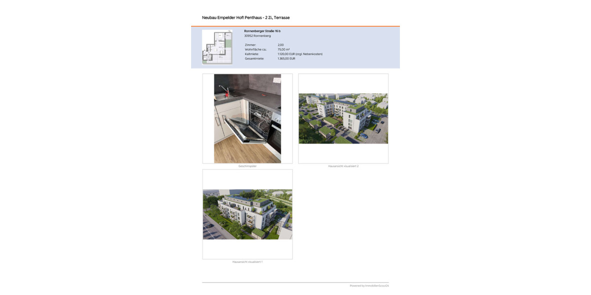 Einfamilienhaus Ronnenberg - 2 Zimmer, 75 m&sup2;, 1.120&euro; | Angebot:25783977