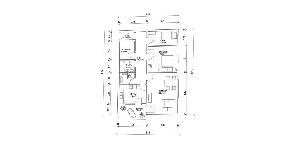 Erdgeschoßwohnung Eggenstein-Leopoldshafen Leopoldshafen - 3 Zimmer, 81 m&sup2;, 265.000&euro; | Angebot:26836518