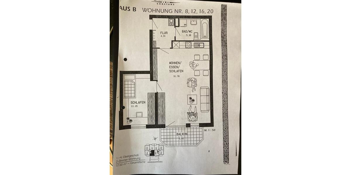 Etagenwohnung Konstanz - 2 Zimmer, 54 m&sup2;, 360.000&euro; | Angebot:25415571