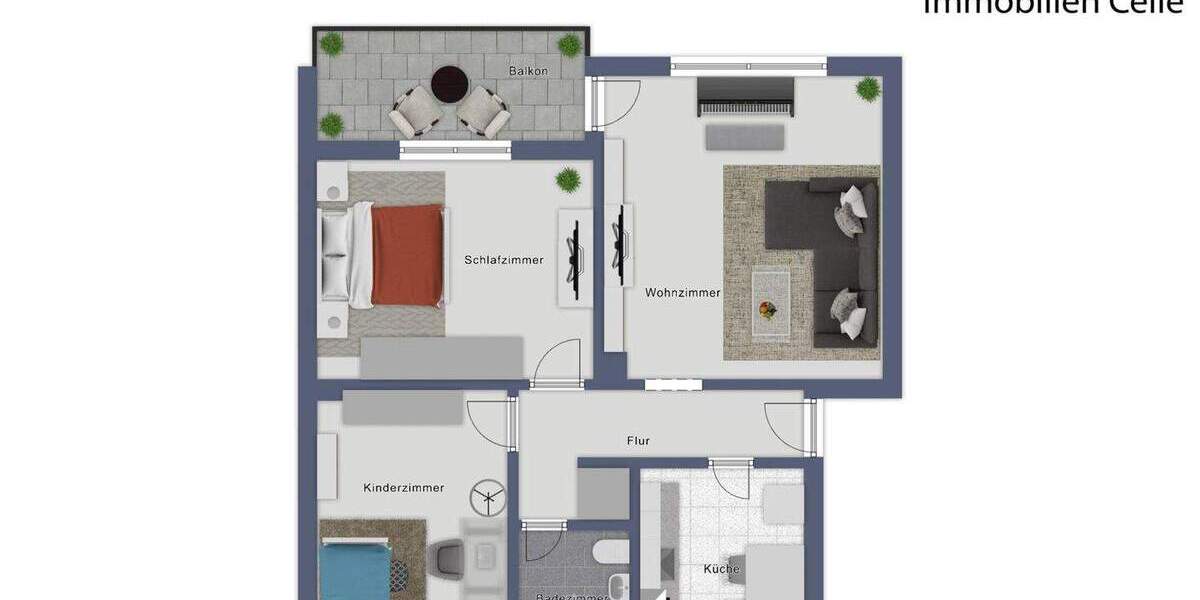 Etagenwohnung Celle Hehlentor - 3 Zimmer, 62 m&sup2;, 129.000&euro; | Angebot:25701894