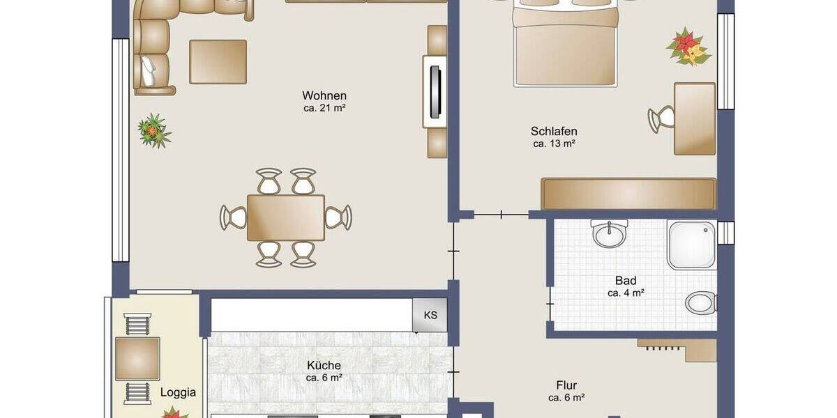 Etagenwohnung Bremen Alte Neustadt - 2 Zimmer, 52 m&sup2;, 159.000&euro; | Angebot:26696479
