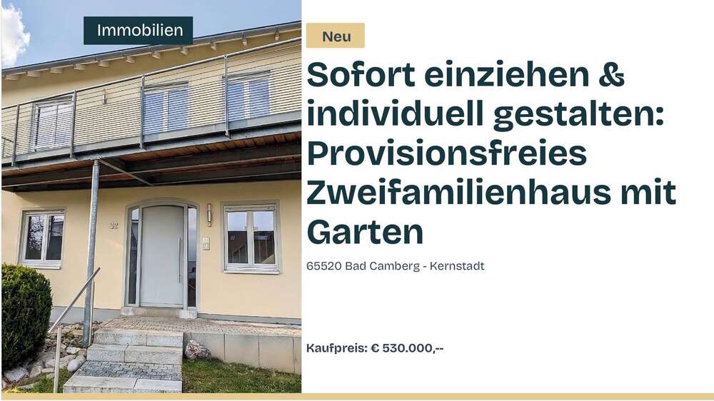 Einfamilienhaus Bad Camberg (Kernstadt) - 4 Zimmer, 155 m&sup2;, 530.000&euro; | Angebot:25429196