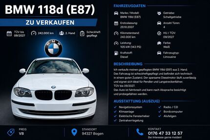BMW 118 242.000 km 3.100 &euro; Bogen 94327