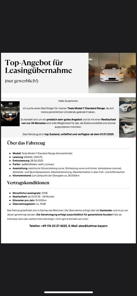 Tesla model Y SR 25.000 km 50.000 € Dachau 85221