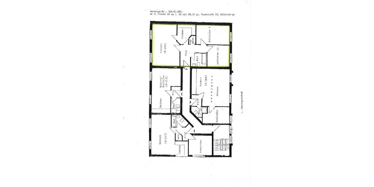 Etagenwohnung Wittenberge - 3 Zimmer, 83 m&sup2;, 445&euro; | Angebot:24438827