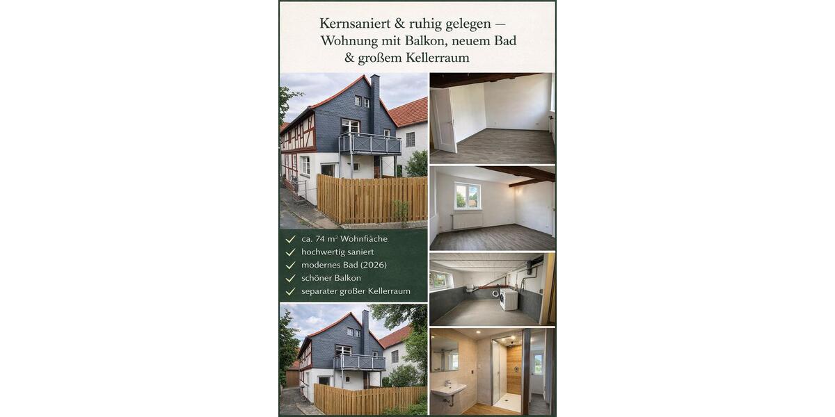 Etagenwohnung Schwalmstadt - 3 Zimmer, 75 m&sup2;, 800&euro; | Angebot:26126713