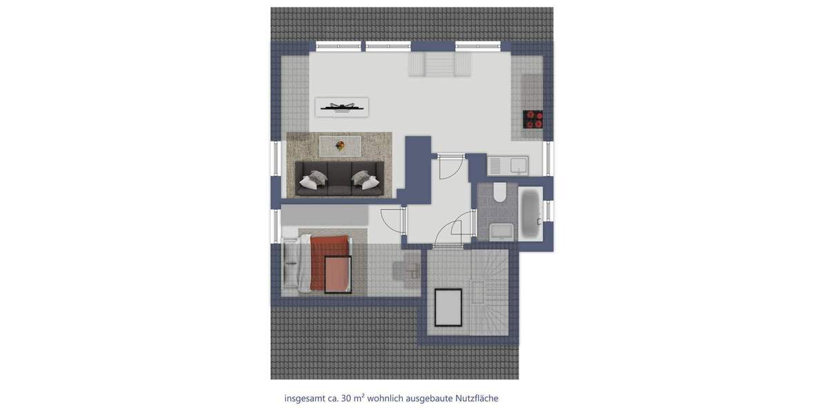 Platz für die gesamte Familie mit 30 m² Zusatzfläche im Dachgeschoss 6 zimmer
