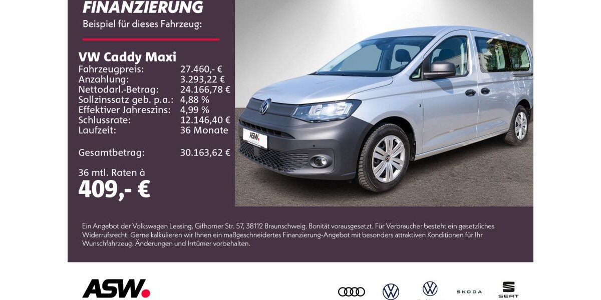 VW Caddy Maxi 21.900 km 25.890 &euro; Neckarsulm 74172