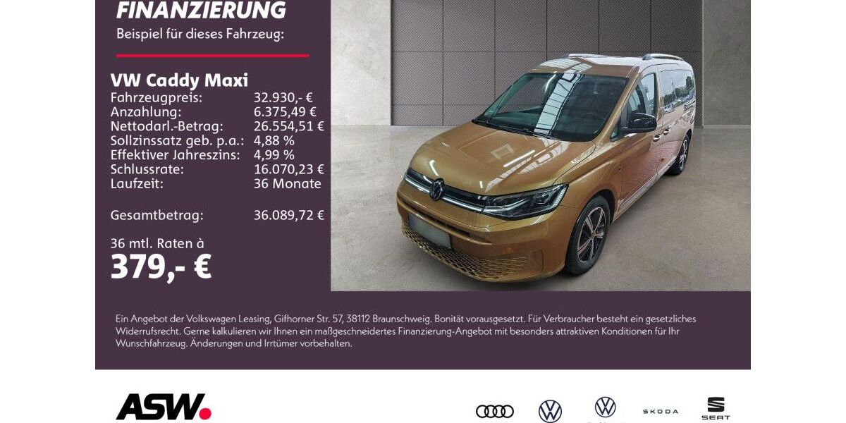 VW Caddy Maxi 64.200 km 32.930 &euro; Sinsheim 74889