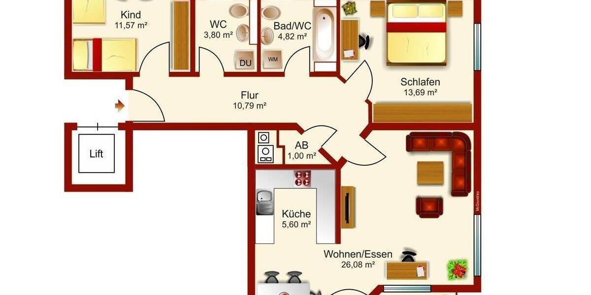 Etagenwohnung Garmisch-Partenkirchen Partenkirchen - 3 Zimmer, 80 m&sup2;, 1.390&euro; | Angebot:25703949
