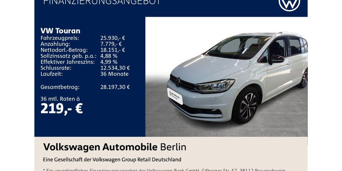 VW Touran 30.534 km 25.930 &euro; Berlin 10587