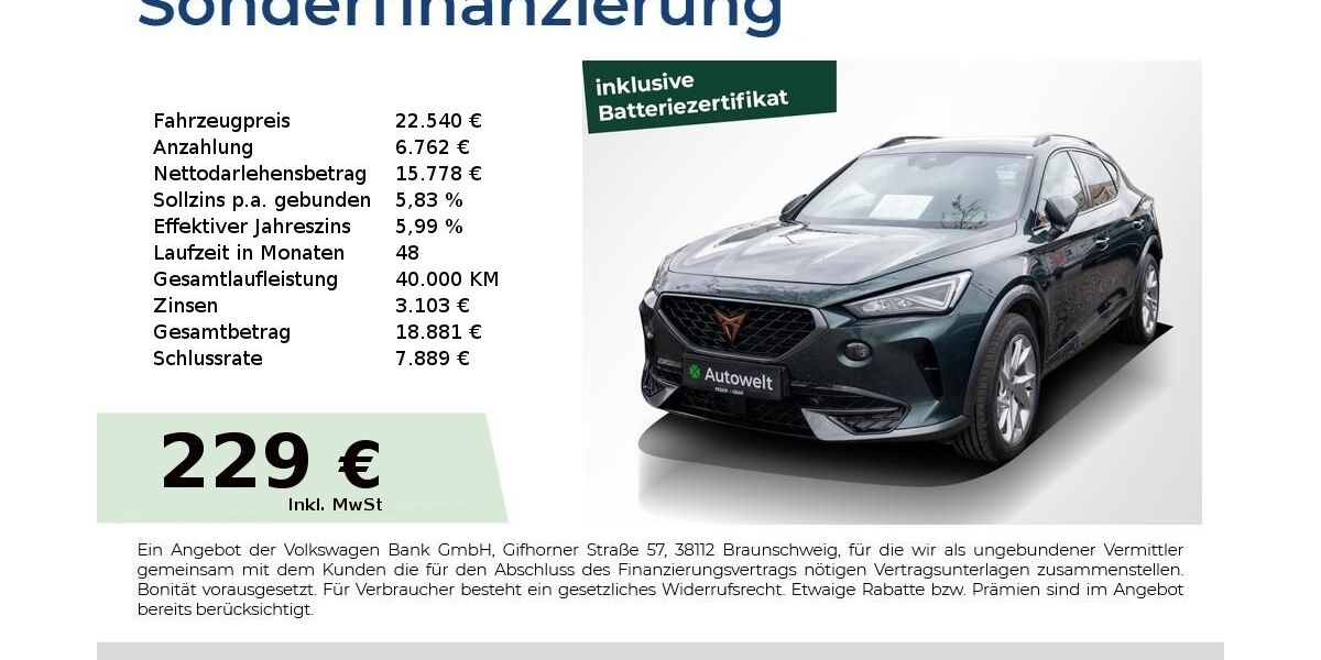 Cupra Formentor 35.750 km 21.880 &euro; Nürnberg 90431