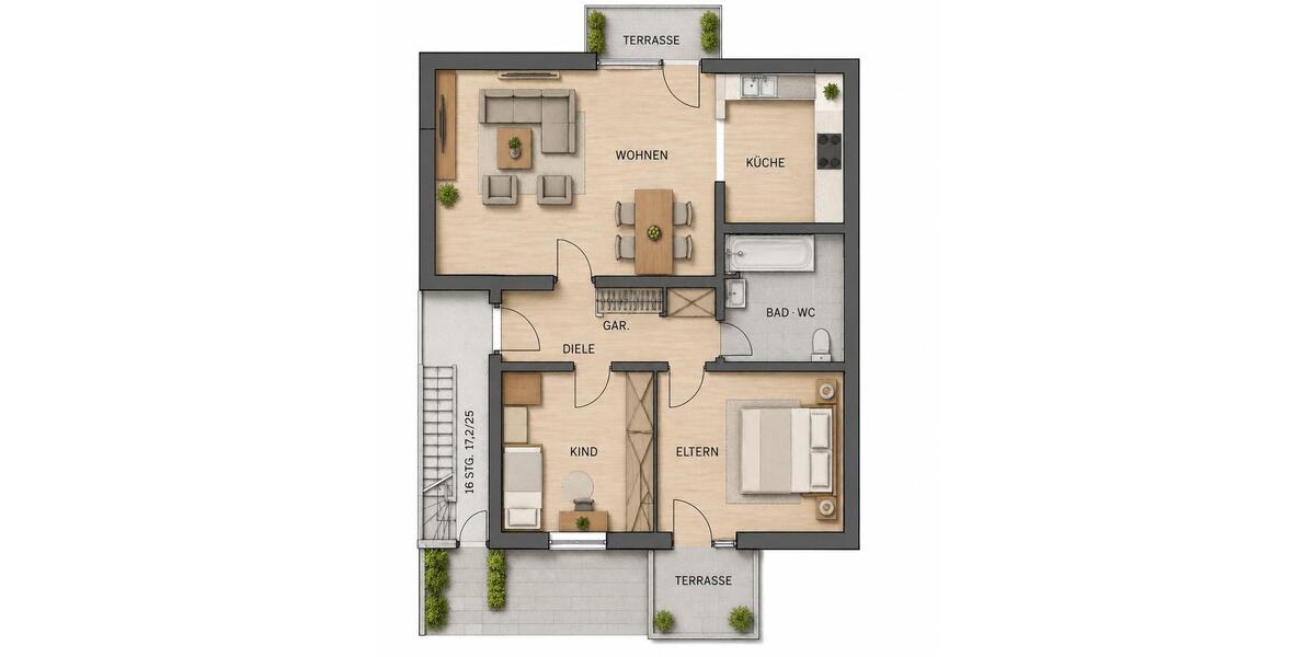 Terrassenwohnung Dittelbrunn - 3 Zimmer, 69 m&sup2;, 870&euro; | Angebot:26646327