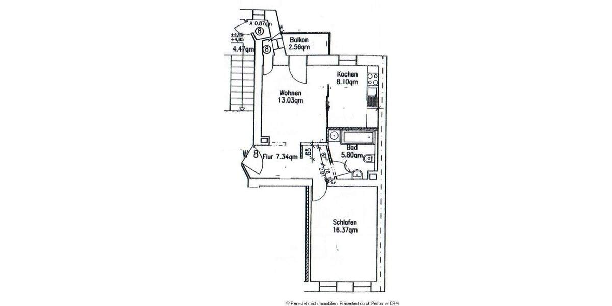 Etagenwohnung Chemnitz Kaßberg - 2 Zimmer, 52 m&sup2;, 70.000&euro; | Angebot:26291325