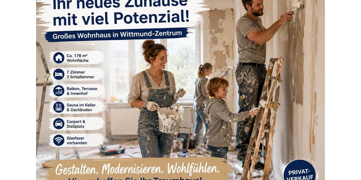 Einfamilienhaus Wittmund - 7 Zimmer, 178 m&sup2;, 139.000&euro; | Angebot:26829408