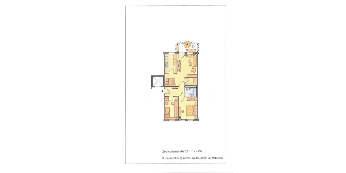 Etagenwohnung Gera Innenstadt - 3 Zimmer, 67 m&sup2;, 405&euro; | Angebot:26919906