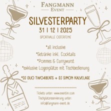 Große Silvesterparty 31.12.2025 Oderberg | Sporthalle Oderberg 31.12.2025 Sporthalle Oderberg