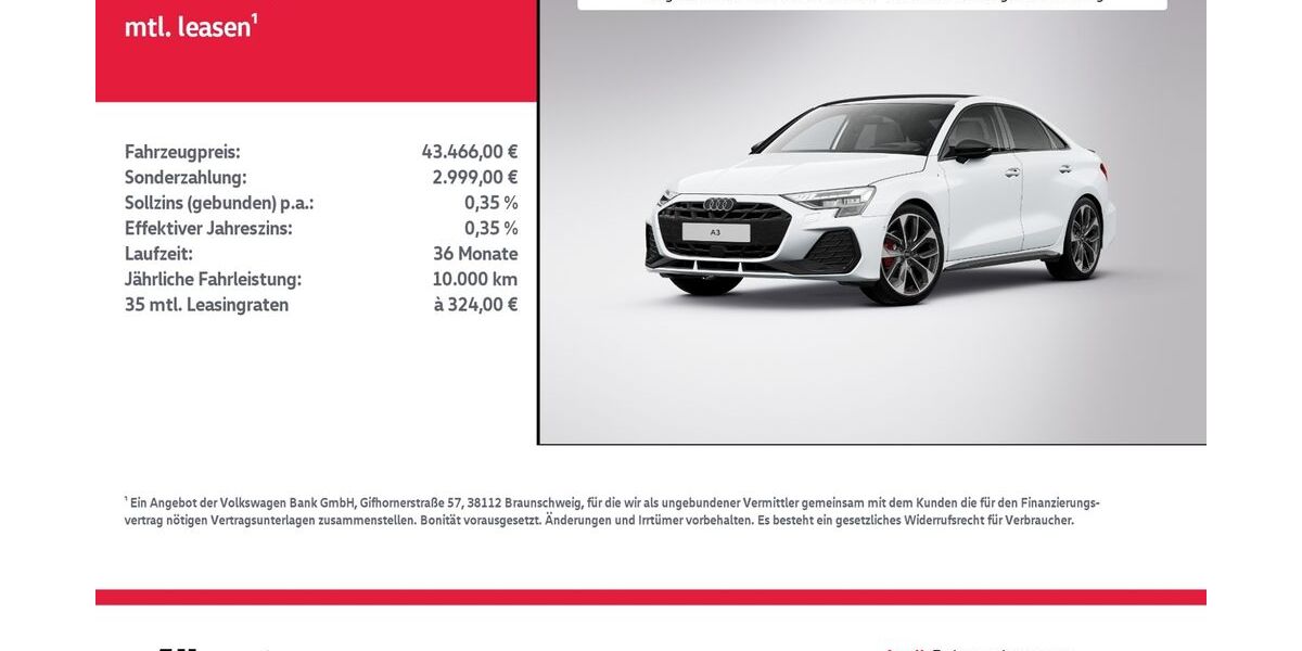 Audi A3 7.432 km 43.466 &euro; Nordhausen 99734