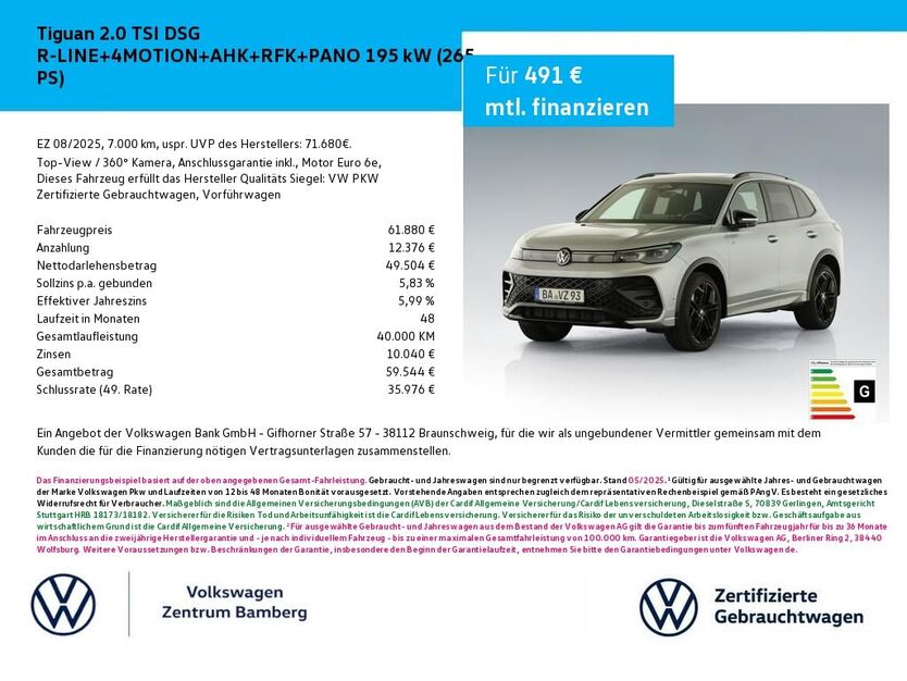 VW Tiguan 7.000 km 61.880 € Bamberg 96052