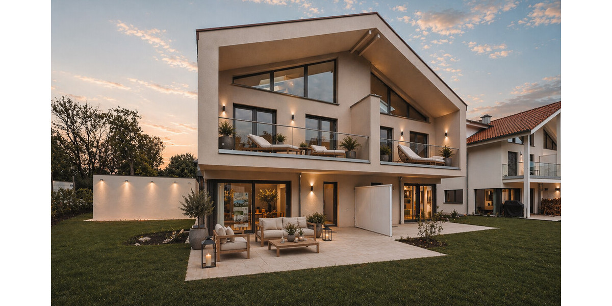 Bezugsfertig! Design Neubau Chalet-Haushälfte mit Doppelgarage und Loisachblick - Doppelhaushälfte Wolfratshausen Farchet | Angebot:26478547