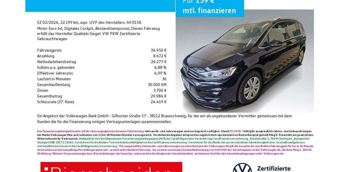 VW Touran 22.199 km 34.950 &euro; Ingolstadt 85053