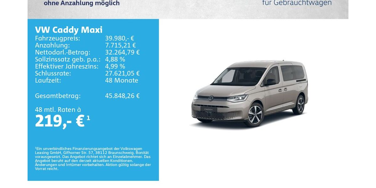 VW Caddy Maxi 9.500 km 39.980 &euro; Würzburg 97076