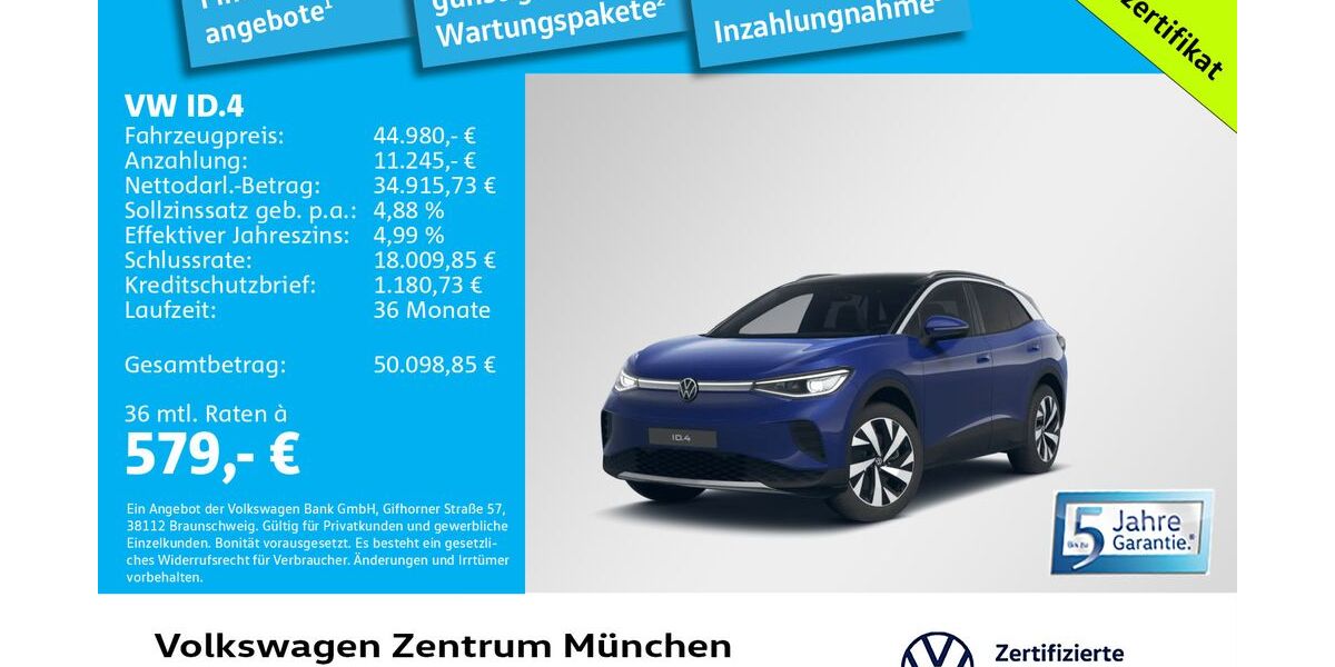 VW ID.4 12.427 km 44.980 &euro; München 80687