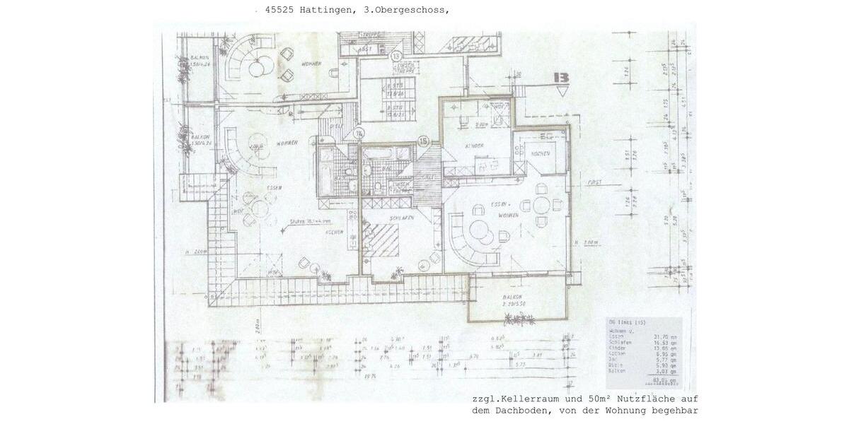 Dachgeschoßwohnung Hattingen - 4 Zimmer, 94 m&sup2;, 200.000&euro; | Angebot:25297053