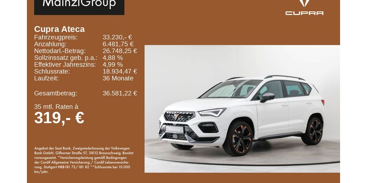 Cupra Ateca 25.355 km 33.230 &euro; Feldkirchen/Westerham 83620