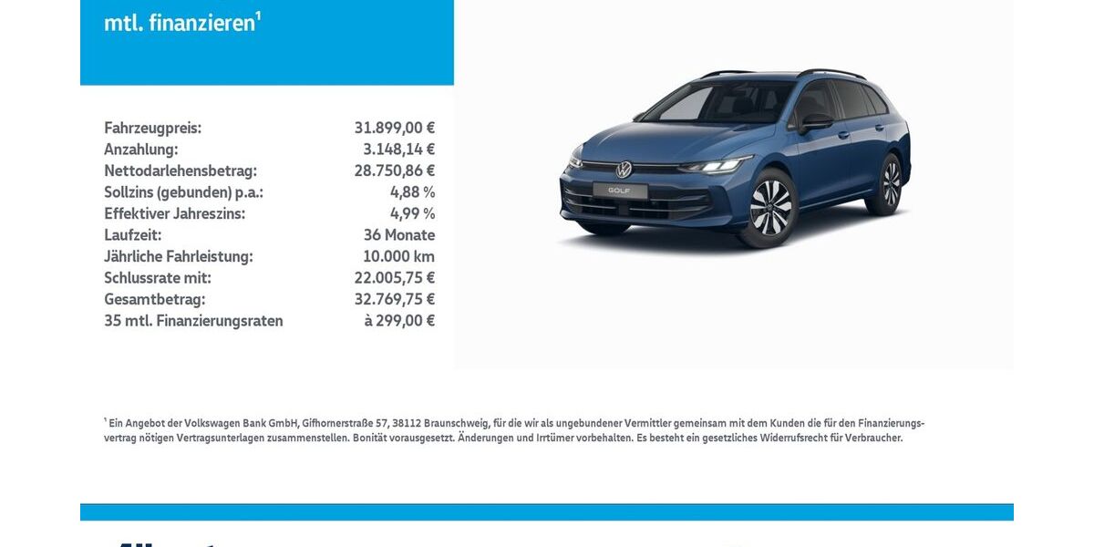 VW Golf 10.223 km 31.489 &euro; Nordhausen 99734