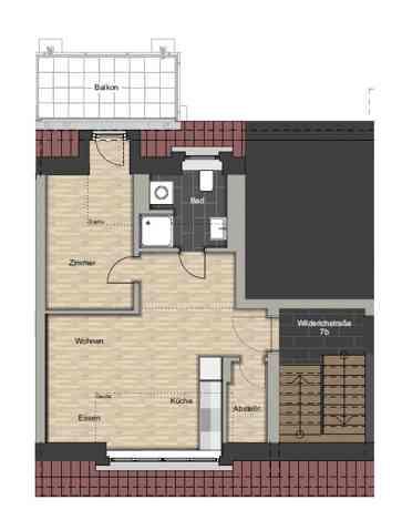 Perfekt für Singles - kleine DG-Wohnung mit Balkon und Fassadenvollwärmeschutz 1 zimmer