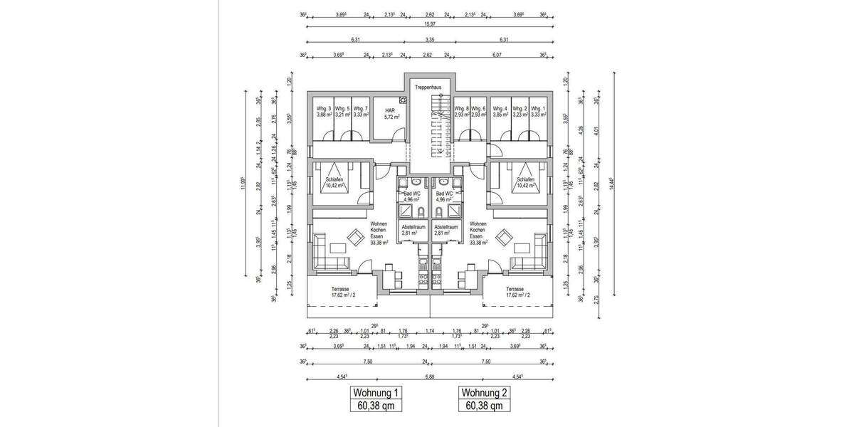 Etagenwohnung Bad Hersfeld - 2 Zimmer, 60 m&sup2;, 190.000&euro; | Angebot:25735041