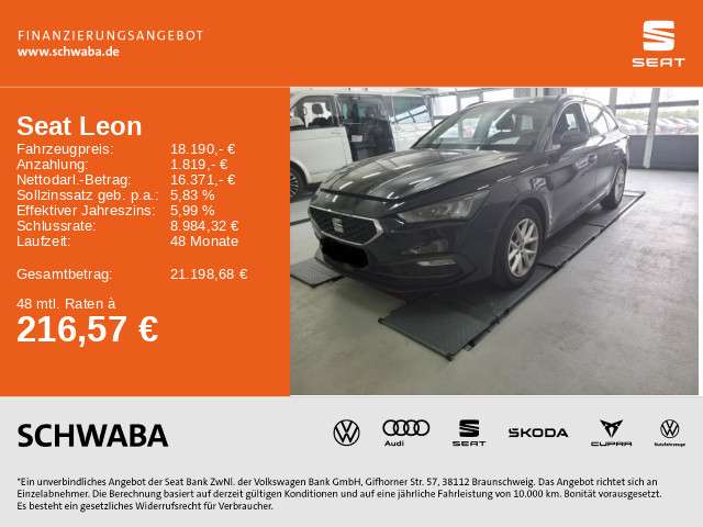 Seat Leon 89.800 km 18.190 € Gersthofen 86368