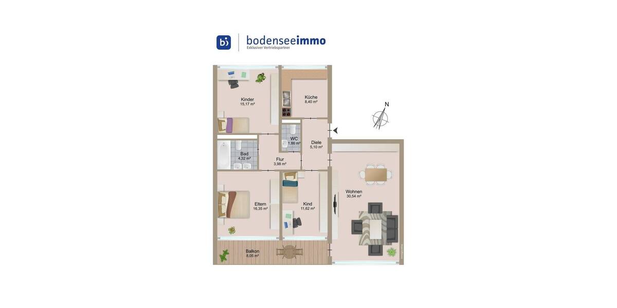 Etagenwohnung Konstanz / Königsbau Königsbau - 4 Zimmer, 98 m&sup2;, 1.650&euro; | Angebot:26361238